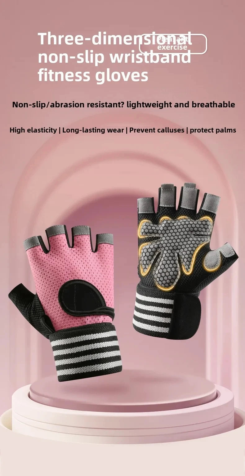 1 Pair Dumbbell Gloves Men Women Weightlifting Crossfit Bodybuilding Workout Sport Gym Training Gloves Non-slip Wrist Protector