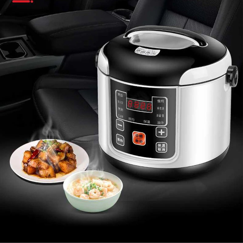 Portable Car Rice Cooker 2L Electric Truck Multi-Cooker Soup Porridge Cooking Food Steamer Electric Lunch Box 12V or 24V Imagen secundaria del producto
