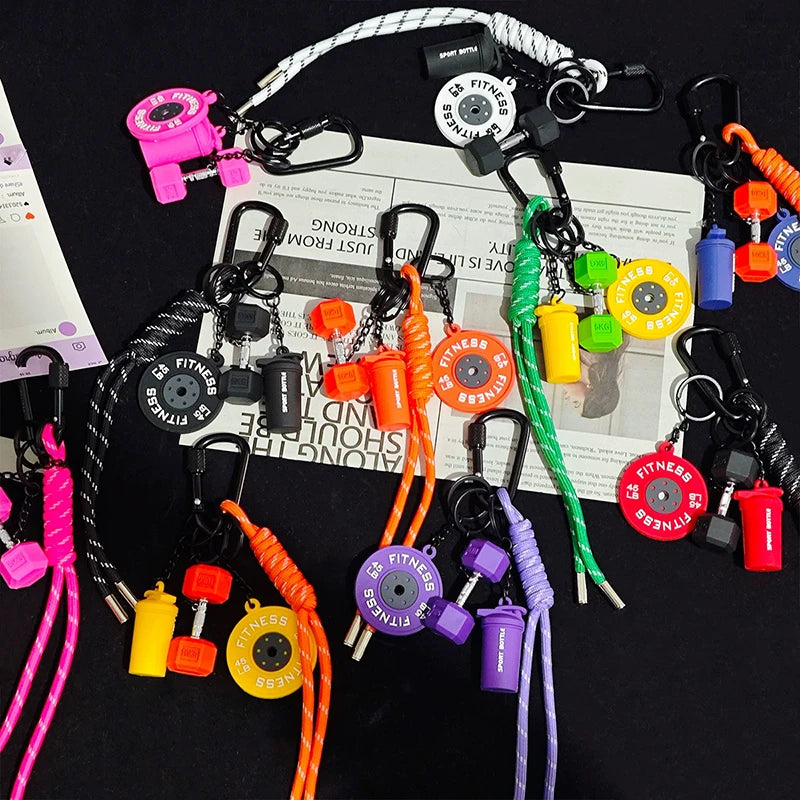 Fitness Keychain for Gym Lovers Premium Gift Sports Enthusiasts Accessories for Workout Bags Water Bottles D-shaped Buckle