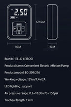 LEIBOO Wireless Car Air Compressor Air Pump Electric Tire Inflator Pump for Motorcycle Bicycle AUTO Tyre with Digital Display