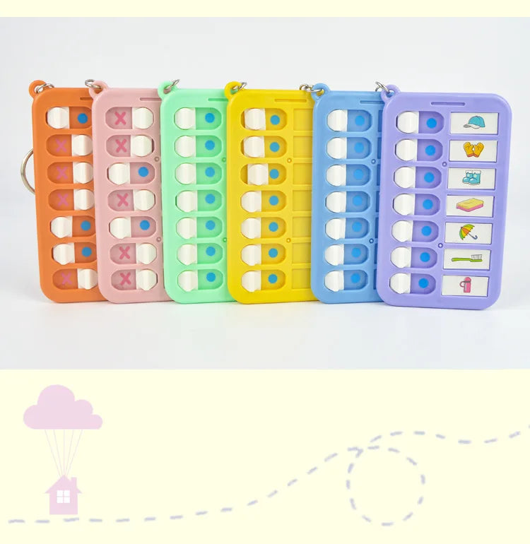 Kids Self-Discipline Checklist Memo Board Portable Keychain Visual Habit Tracker for Children Daily Task