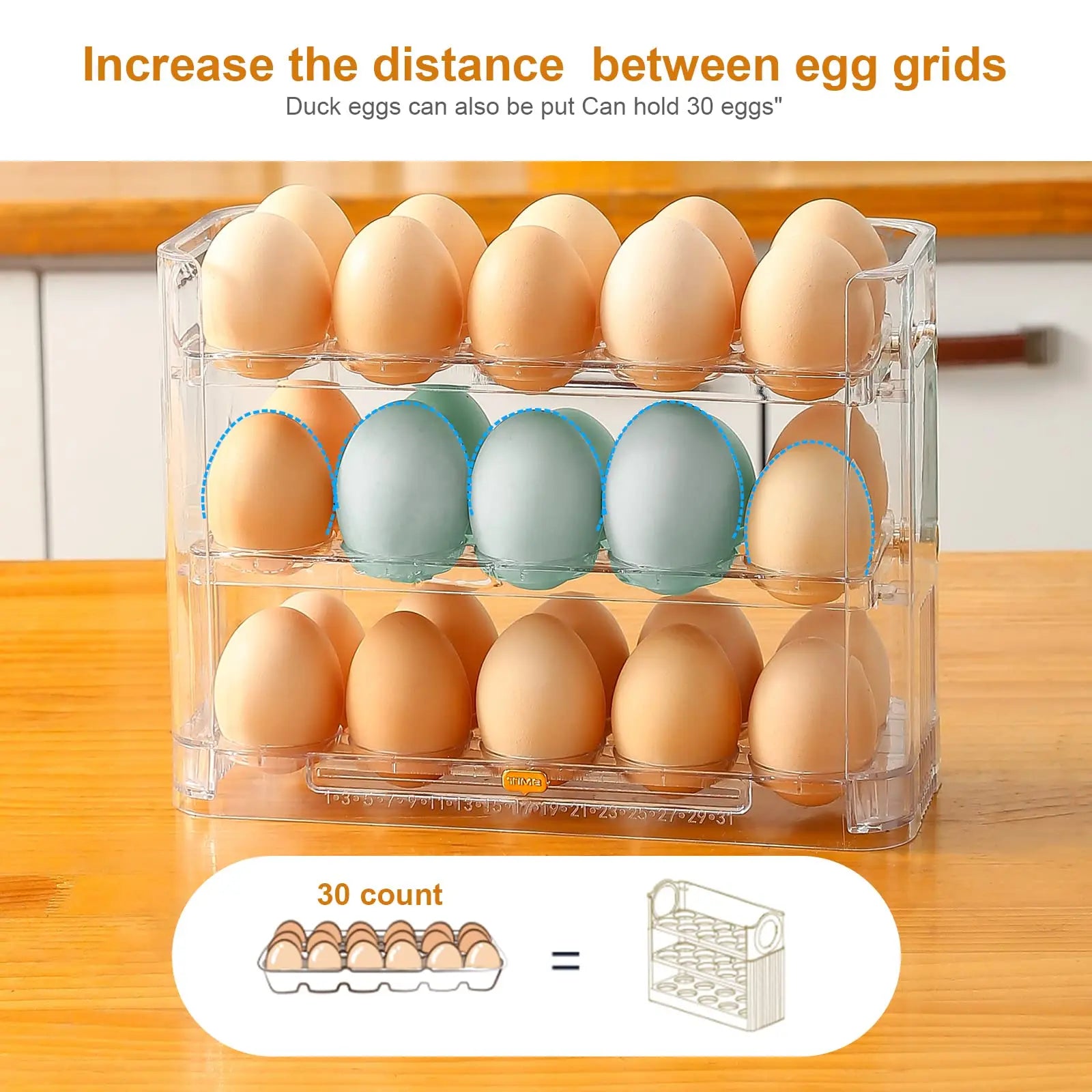 Kitchen Large Capacity Egg Fridge Storage Box - Portable Multi-Layer Egg Tray Organizer, Auto Opening/Closing Egg Holder Image secondaire du produit