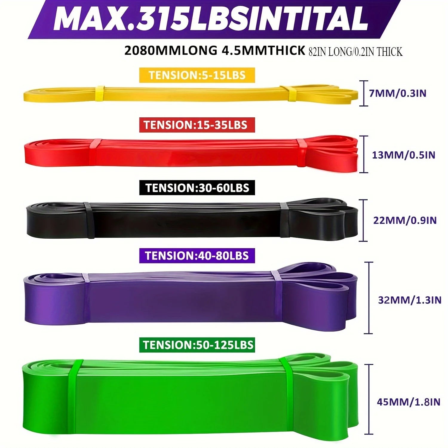 resistance Bands, Stackable TPE Resistance Bands for Strength Training, Fitness, Workout, Stretching, Home Gym and More Secondary image