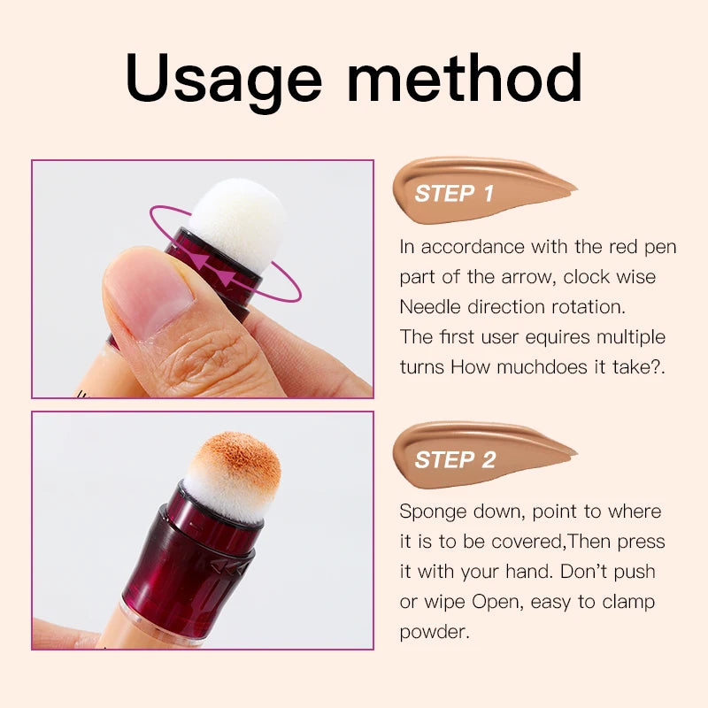 New Sponge Head Concealer for Dark Circles Freckles Acne Pigmentation and Blemishes Long Lasting Moisturizing Liquid Foundation Imagen secundaria del producto