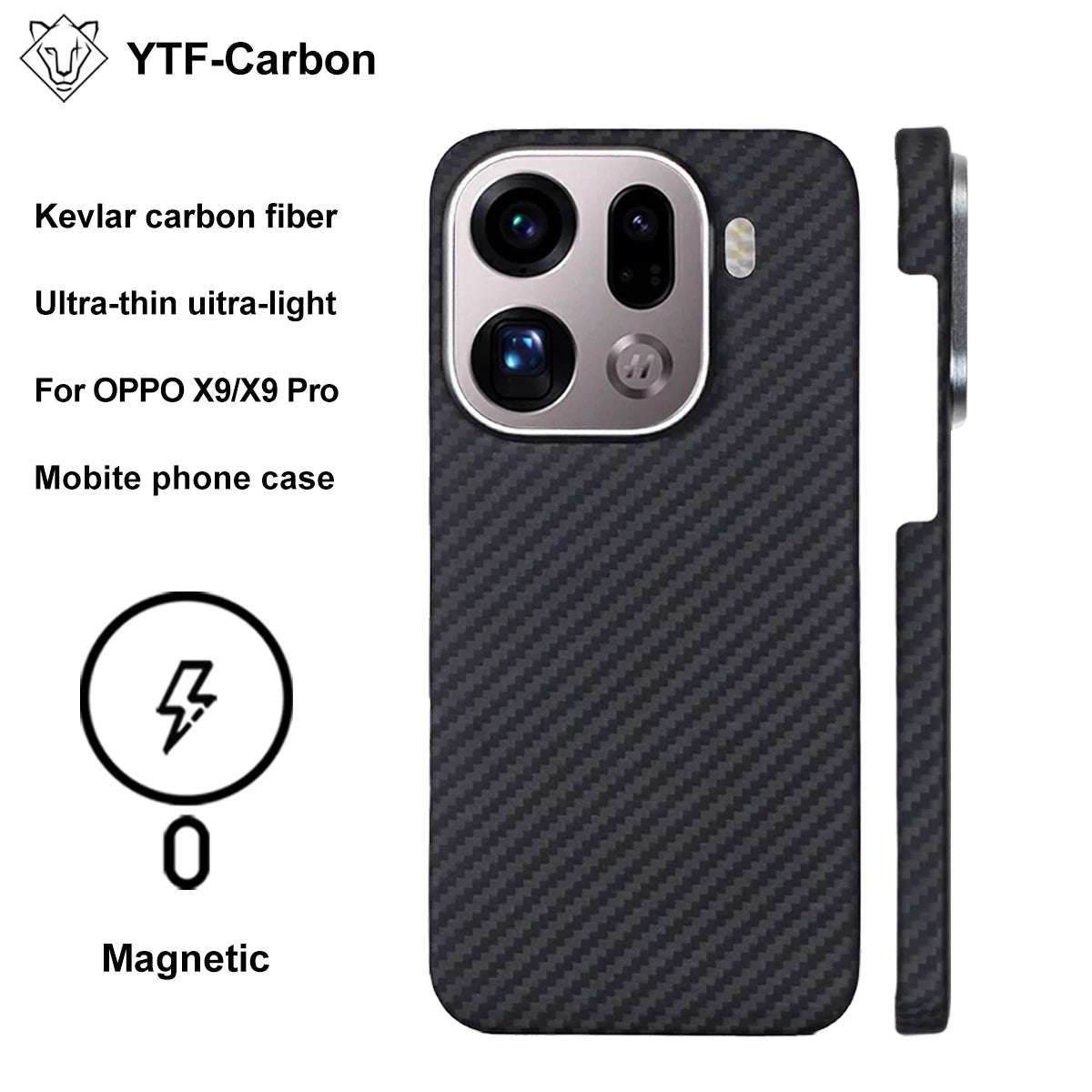 YTF-Carbon For Oppo X9 Pro Aramid Carbon Fiber Cover For Magsafe Find X9/X9s pro/X9 Ultra Cover Mobile Phone Accessories