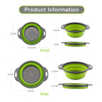 Silicone Folding Drain Basket Fruit Vegetable Washing Basket Foldable Strainer Colander Collapsible Drainer Kitchen Storage Tool