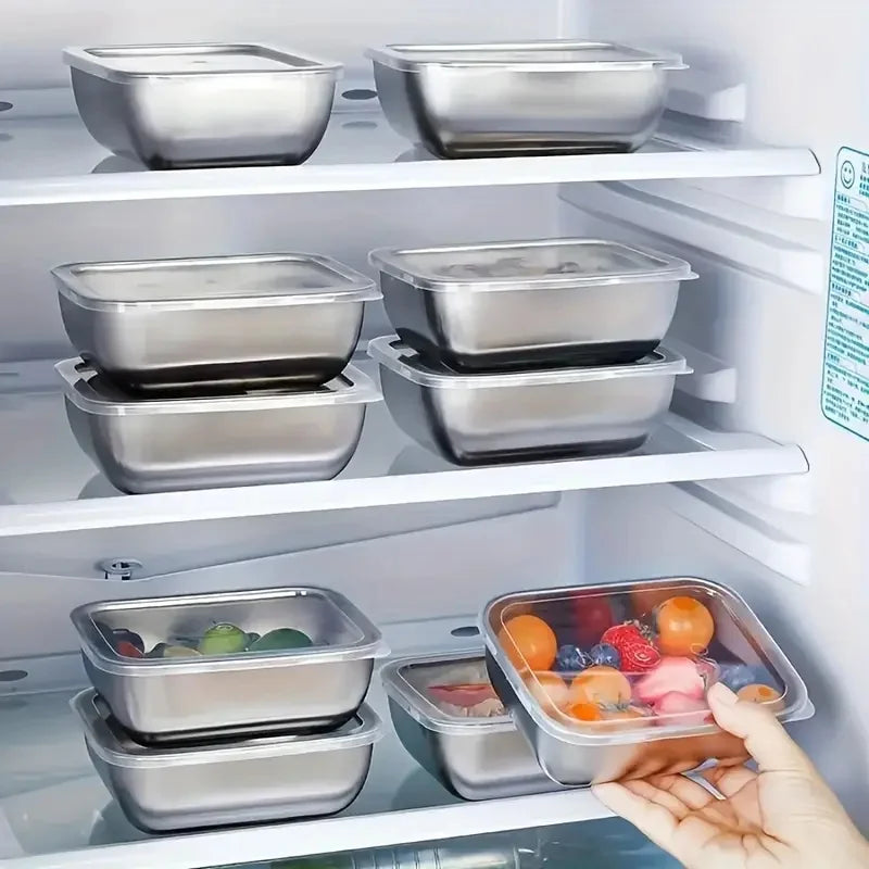 5pcs Stainless Steel Food Storage Stackable Meal Prep Boxes for Kitchen Fridge Lunch Ideal for Meal Prep Travel Kitchen Storage Imagen secundaria del producto