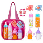 Doll accessories Baby Doll Feeding Bottle Set Baby Care Toy Stroller 2pc Milk And Juice Bottles With Toy Pacifier For Baby Dolls