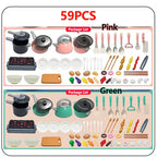 Kids Kitchen Toys Set 92/69/59 PCS Play Kitchen Accessories Kit with Play Pots Pretend Food Cooking Toy Toddler Girls Boy Gift