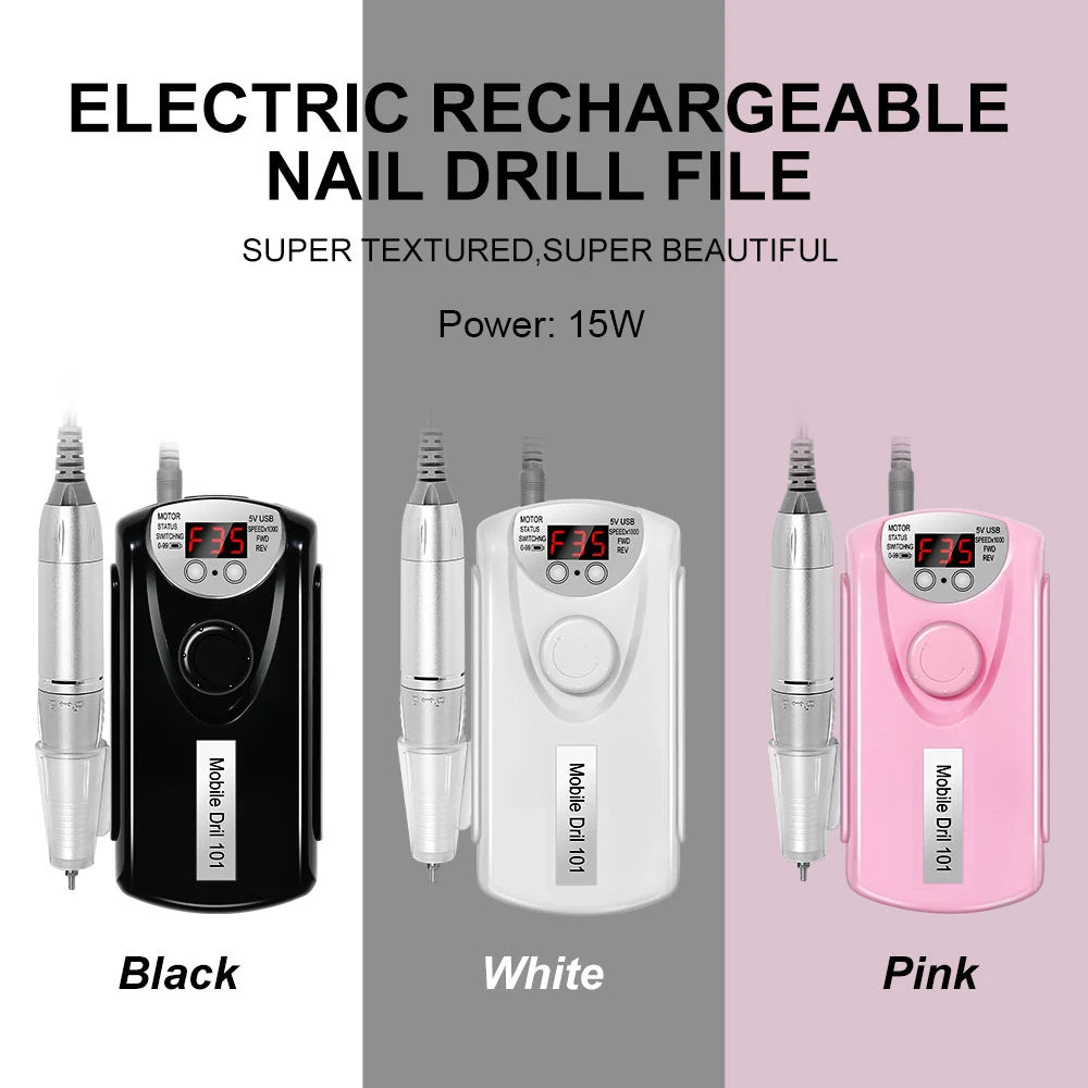 35000RPM Nail Drill Machine for Nails Rechargeable Manicure Low Noise Professional Electric Nail Drill Motor Polishe Sander Tool