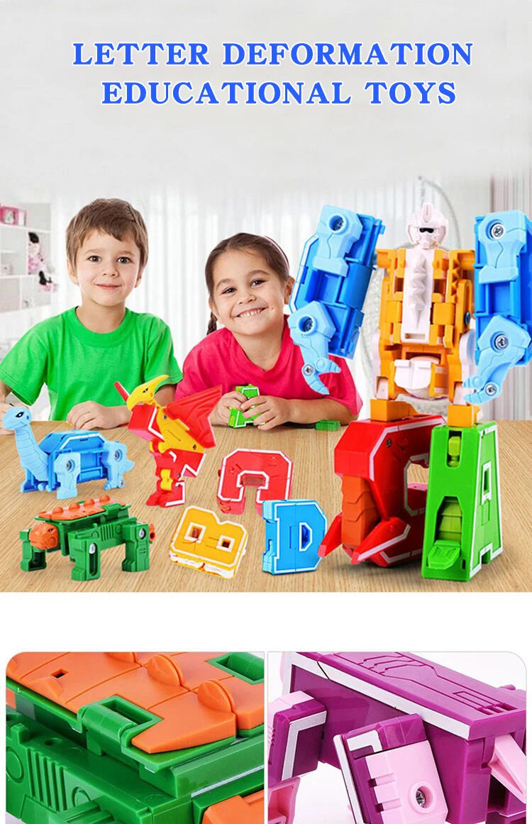 New Learning Toys 26 Letters Learnable Words Transformable  Combinable Robots Alphabet Toys For Kids Gifts Learn Play Robot Toy