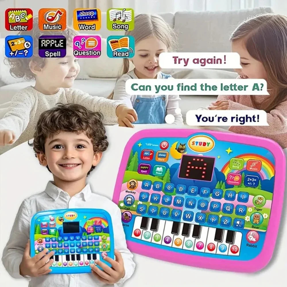 Kids’ Education LED Tablet Toy, Age 3+ Literacy Math Music Learning, Doubles as Electronic Keyboard, Birthday Christmas Gift Image secondaire du produit
