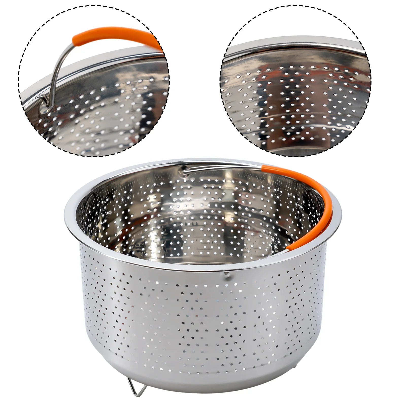 Stainless Steel Steamer Basket In Stant Pot Accessories For Instant Cooker With Silicone Handle Pressure Cooker Rice Steamer Imagen secundaria del producto
