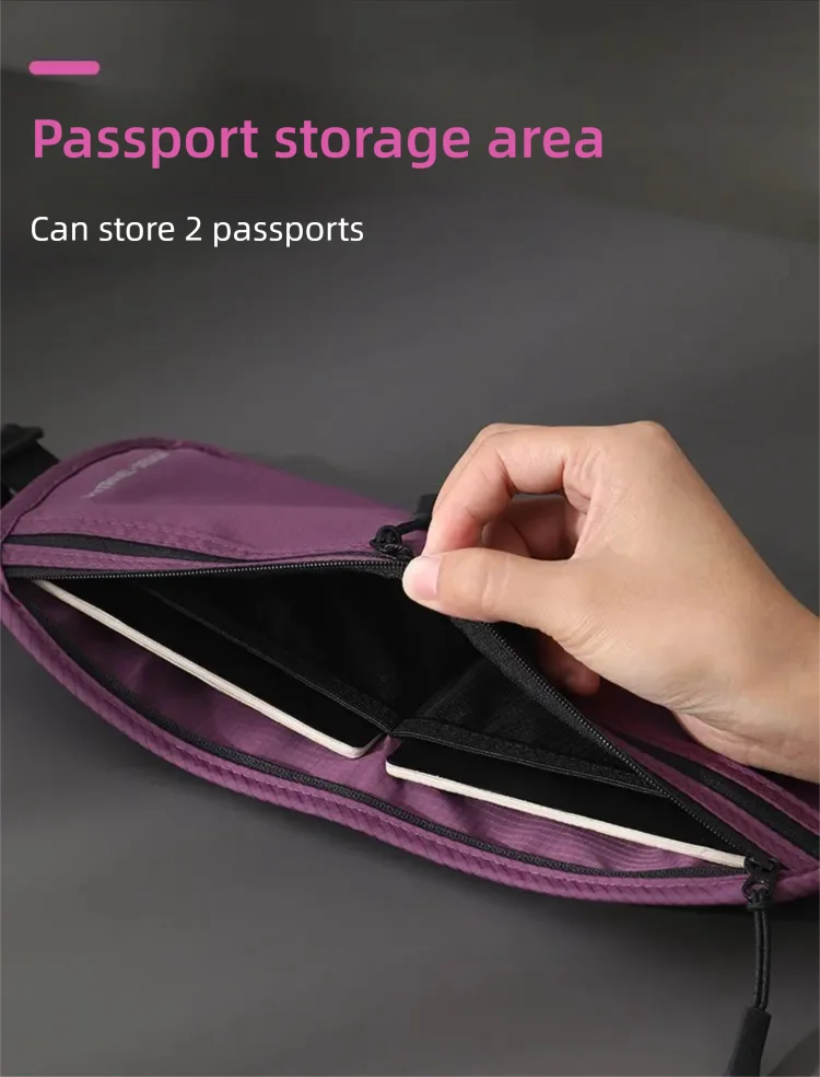 Travel Money Belt Waist Bag Waterproof RFID Blocking Anti-Theft Passport Holder Hidden Pocket Secure Waist Pouch Fanny Pack for