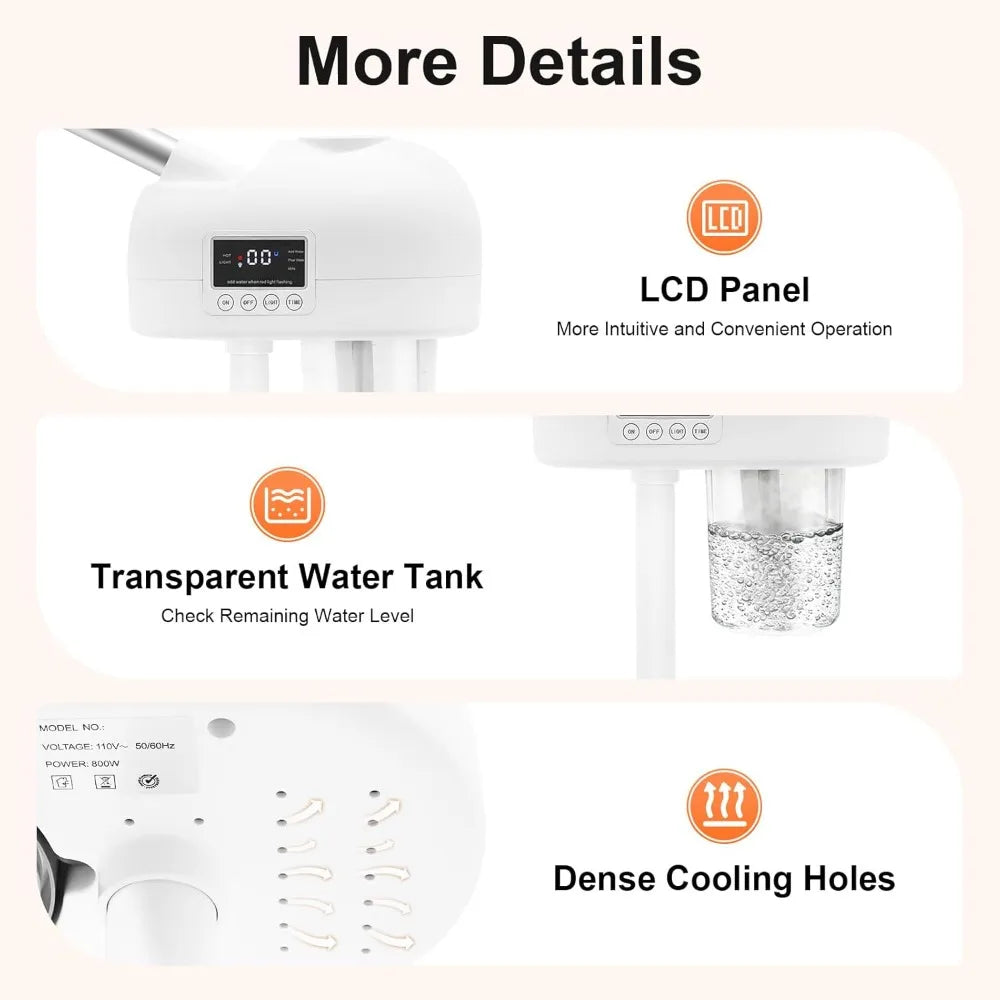Professional Facial Steamer,2 in 1 Ionic Ozone Steamer, Mist Face Steamer Salon Spa Beauty Skin Care Equipment for Salo for Home