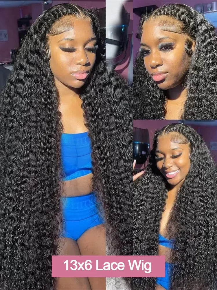 Burmese Raw 250% Density 30 inch 13x6 HD Lace Front Human Hair Wigs Deep Wave 13x4 Frontal Wigs Women Curly Glueless Closure Wig