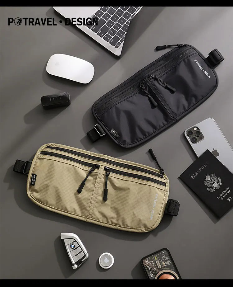 Travel Money Belt Waist Bag Waterproof RFID Blocking Anti-Theft Passport Holder Hidden Pocket Secure Waist Pouch Fanny Pack for