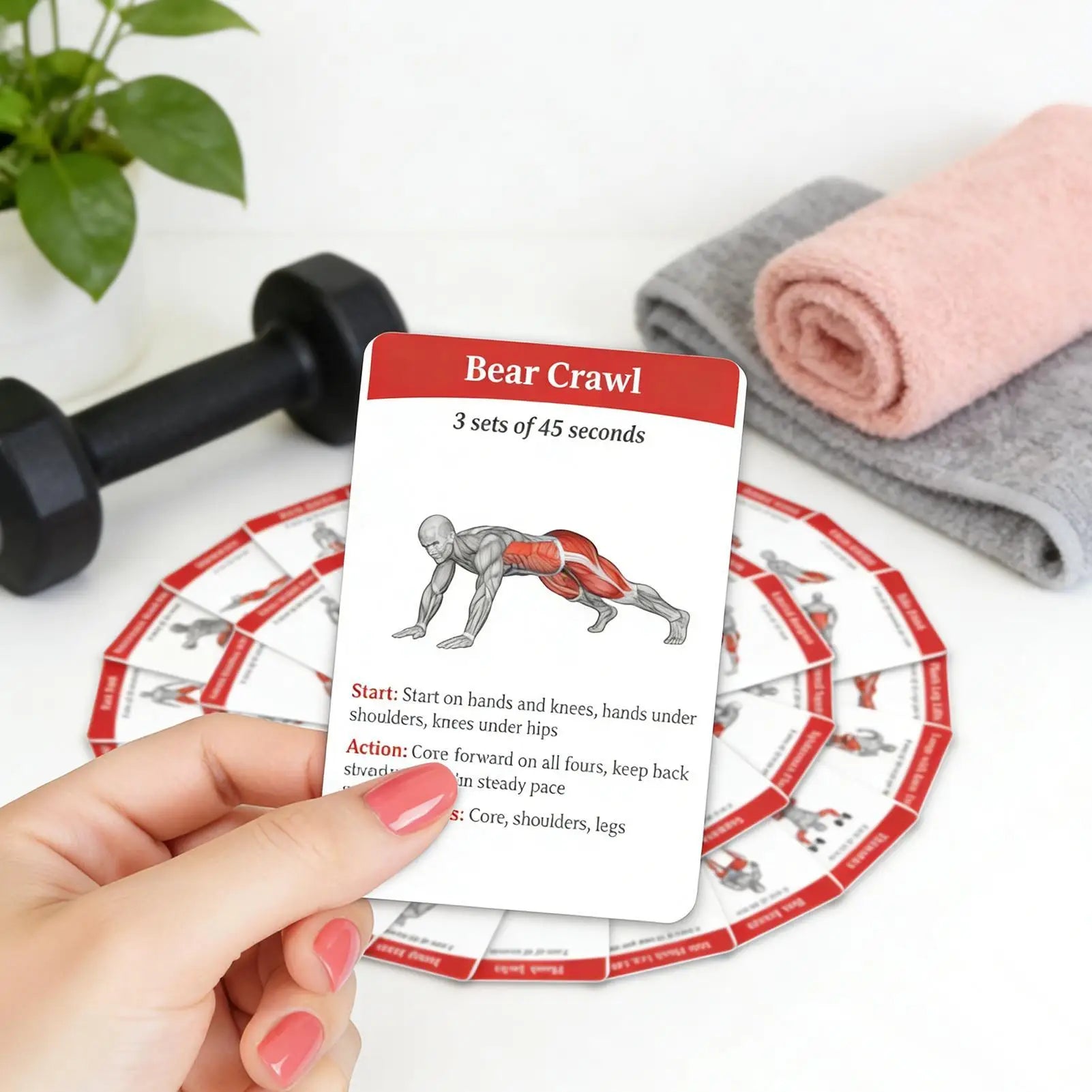 36pcs Fitness Cards Comprehensive Guide To Core Strength  Aerobic Training Exercises Guide Fitness Equipment Cards for Home Gym Image principale du produit