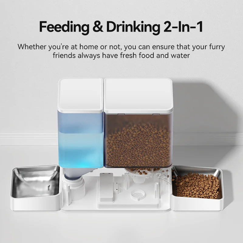 ROJECO 2In1 Automatic Pet Feeder Gravity Water Fountain 8.5L Button Version Auto Cat Kibble Dispenser with Water Refill Drinker Image secondaire du produit