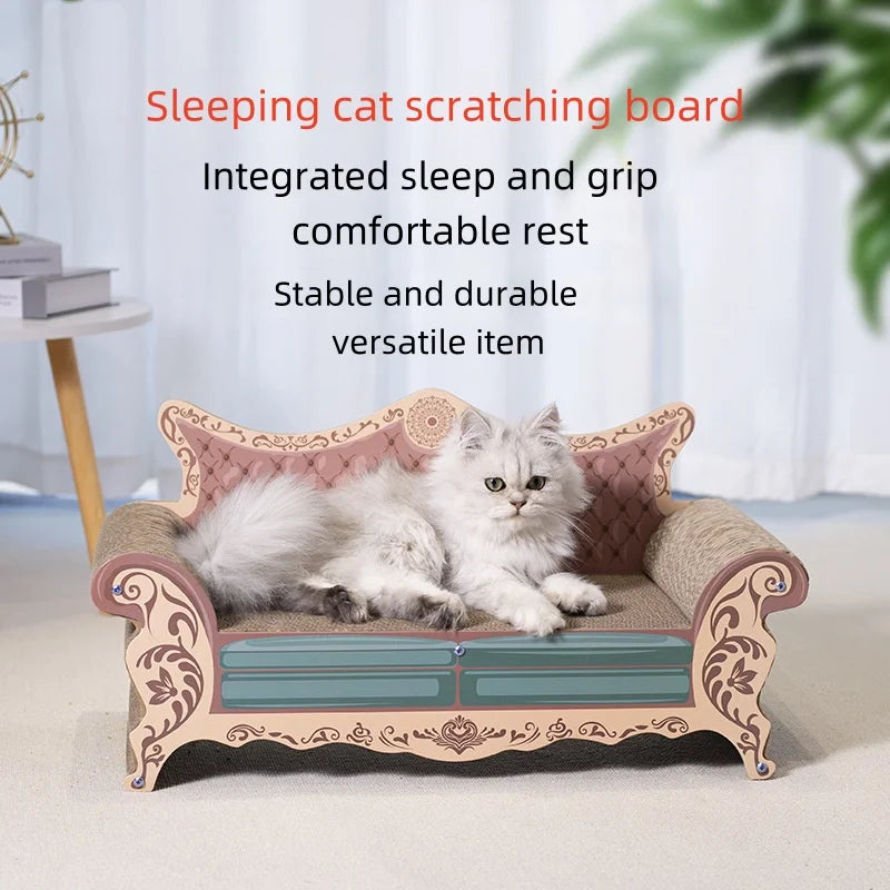 Cat scratch board, cat nest sofa, cat bed integrated, L-shaped vertical, wear-resistant, non shedding, irregular circular, large Imagen principal del producto