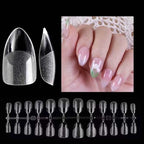 120Pcs Short Almond Oval Fake Nail Tips Extension System Sculpted Full Cover Nail Gel French Ballerinas Capsules Press On Tips