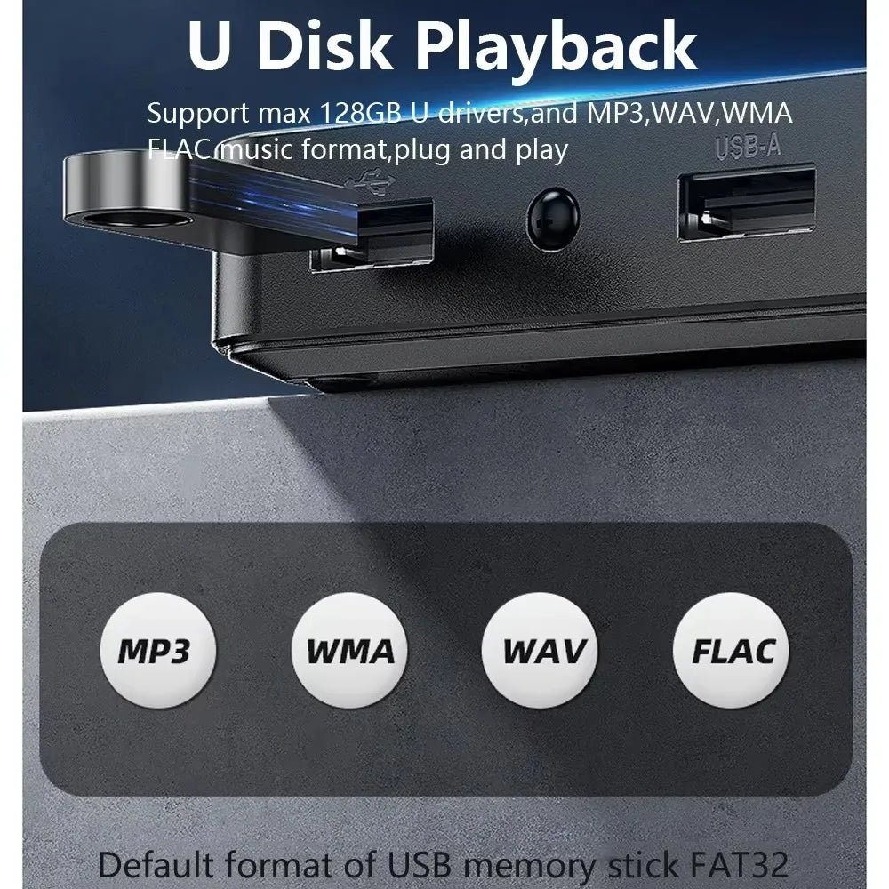 Bluetooth 6.0 Audio Receiver 3.5mm AUX RCA Stereo Lossless Music Wireless Adapter Support U-Disk Play For Car Speaker Amplifier
