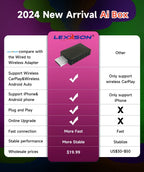 2 in 1 AI Box Mini Adapter Wired to Wireless Carplay&Android Auto Compatible with 99% of Cars Plug and Play WiFi Smart Dongle