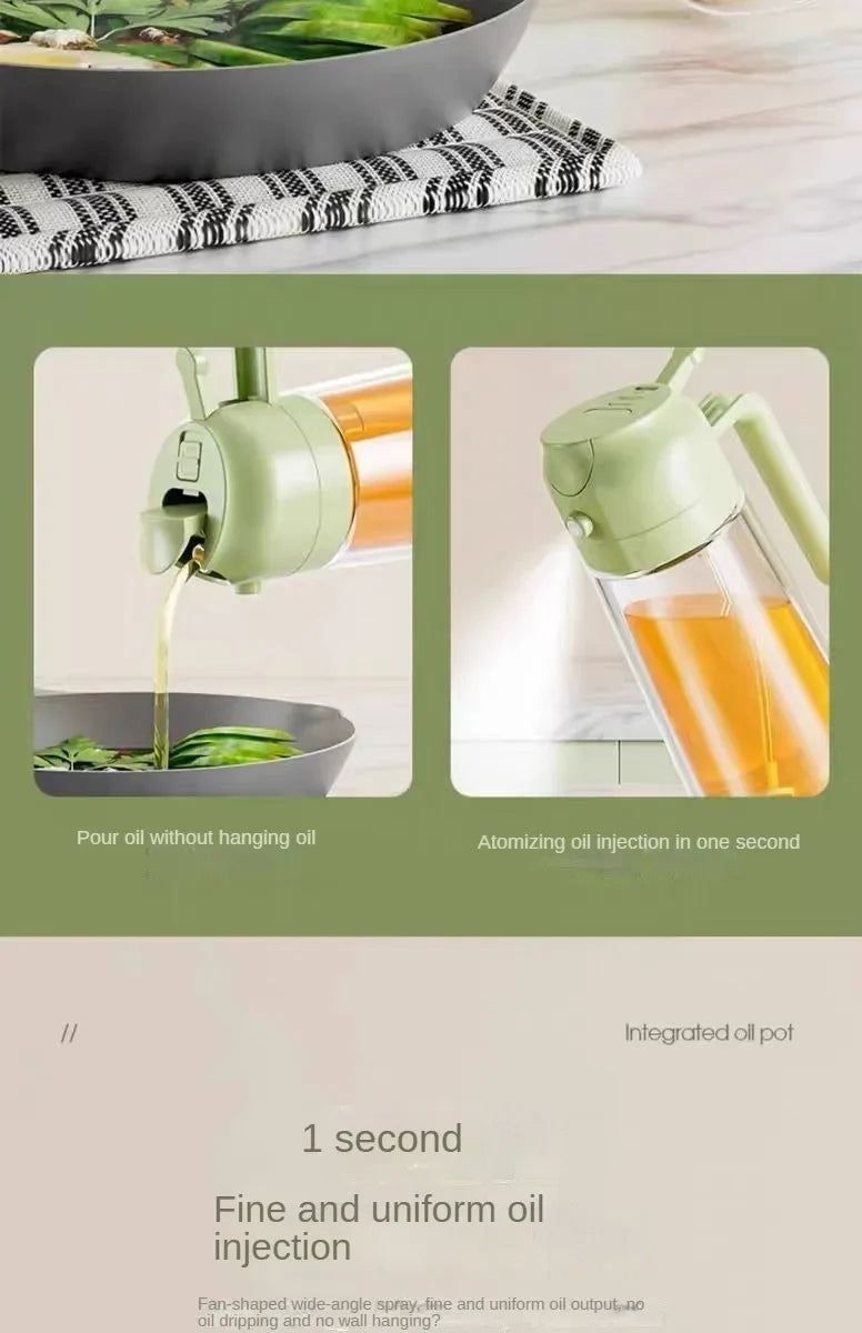 2-in-1 Kitchen Oil Sprayer and Dispenser Bottle, Plastic Oil Mister for Cooking, BBQ, Baking, Roasting and Picnic