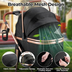 360° High Wheels Transport Foldable Cat Pet Stroller 2in1 Dog Buggy Stroller Dog Box Can Be Attached in Car, Max. load 25 kg
