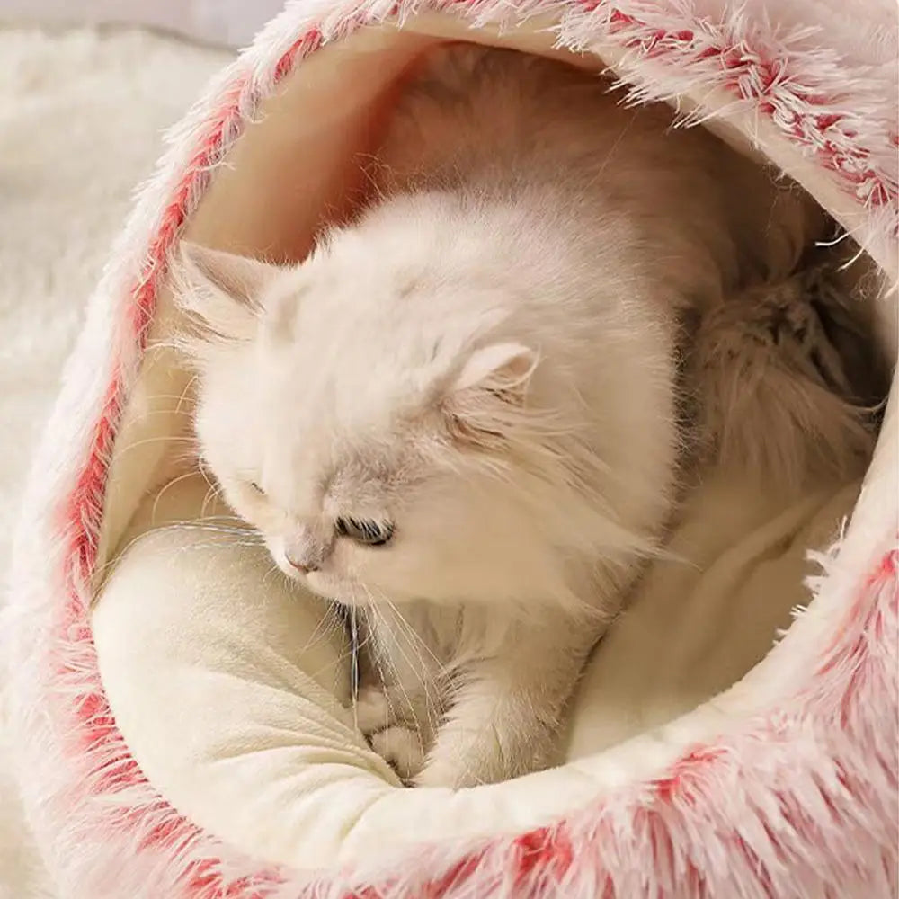 Winter Plush Round Cat Bed Pet Mattress Warm Soft Comfortable Basket Cat Dog 2 in 1 Sleeping Bag Nest for Small Dogs Imagen principal del producto