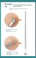 8pcs Professional Skin Care Tools Stainless Steel Pimple Extractors & Needles - for Blackhead Removal, Acne Treatment