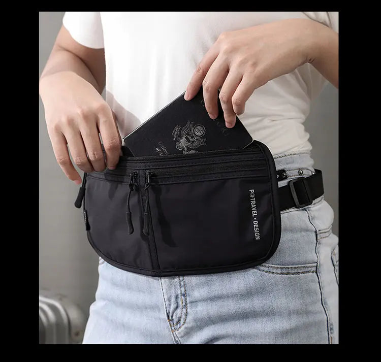 Travel Money Belt Waist Bag Waterproof RFID Blocking Anti-Theft Passport Holder Hidden Pocket Secure Waist Pouch Fanny Pack for