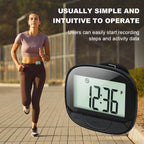 Clip-On Pedometer Electronic Pedometer Large Screen Simple Step Tracker Multifunctional for Adults Seniors Dog