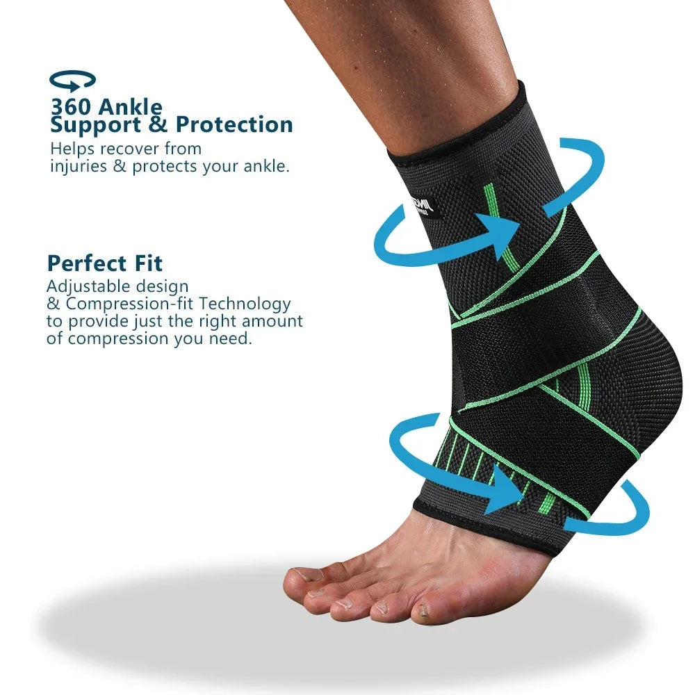 1 Pcs Ankle Brace Compression Sleeve, Adjustable Ankle Support Strap for Sprained, Plantar Fasciitis, Injury Recovery, Running Image principale du produit