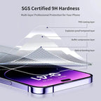 Tempered Glass for iPhone 14 Pro 15 16 17 13 12 11 pro max screen protector for iphone 15 pro mica for iphone 13 14 pro glass