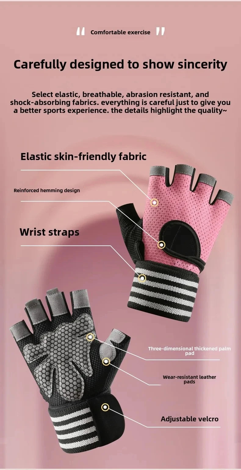 1 Pair Dumbbell Gloves Men Women Weightlifting Crossfit Bodybuilding Workout Sport Gym Training Gloves Non-slip Wrist Protector