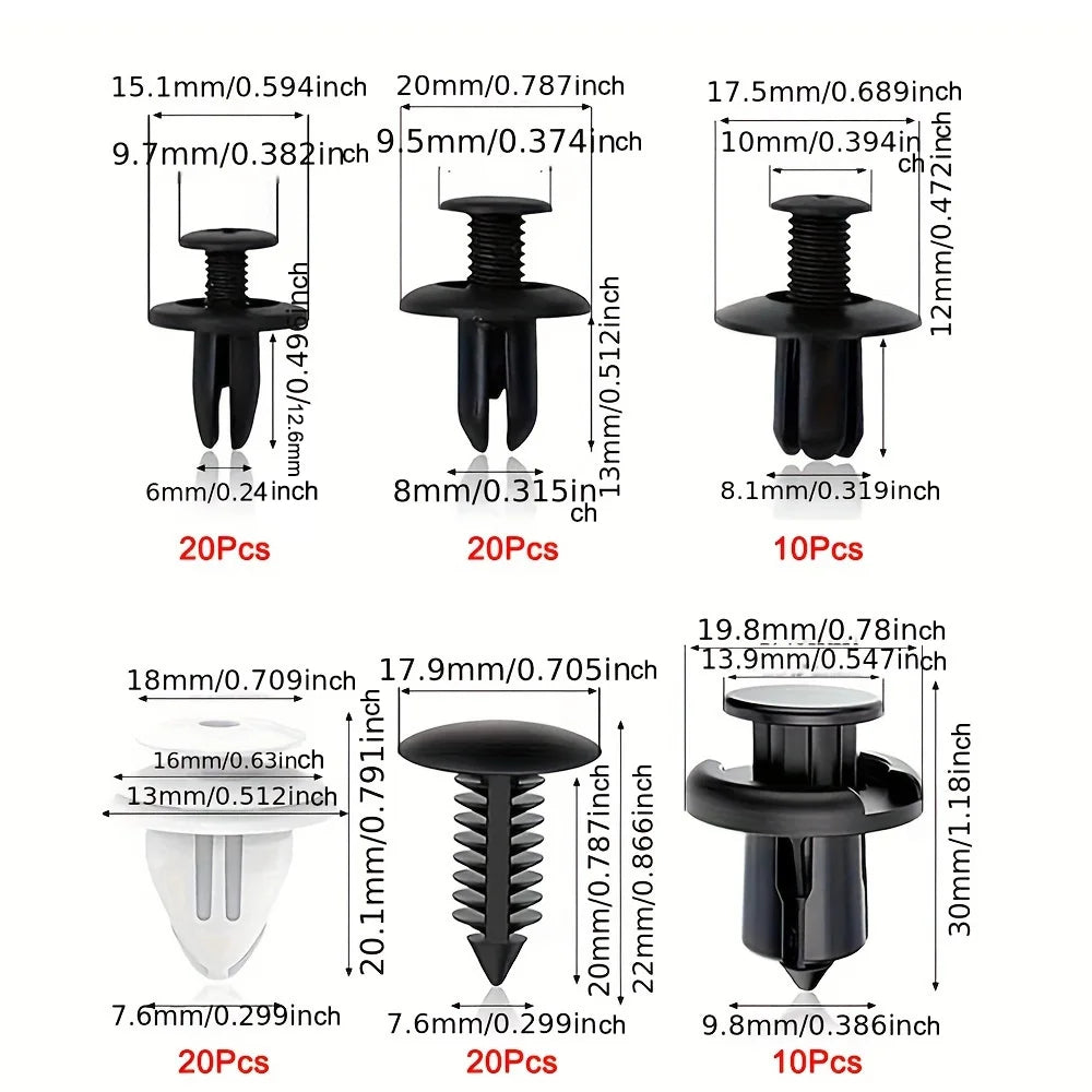 130PCS Bumper Retainer Clips with Fastener Remover Car Plastic Rivets Push Kit -Door Trim Panel