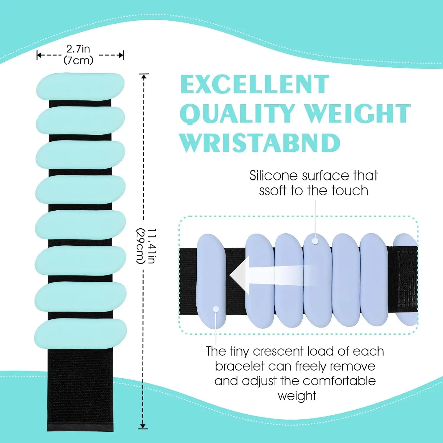 Adjustable Silicone Wrist & Ankle Weights, 2lb Each for Yoga, Pilates, Home Gym, Dance, Cardio Imagen secundaria del producto