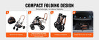 SucceBuy 66 lbs Pet Stroller Foldable Dog Puppy Stroller with Brakes Storage Basket Detachable Carrier for Small to Medium Dogs