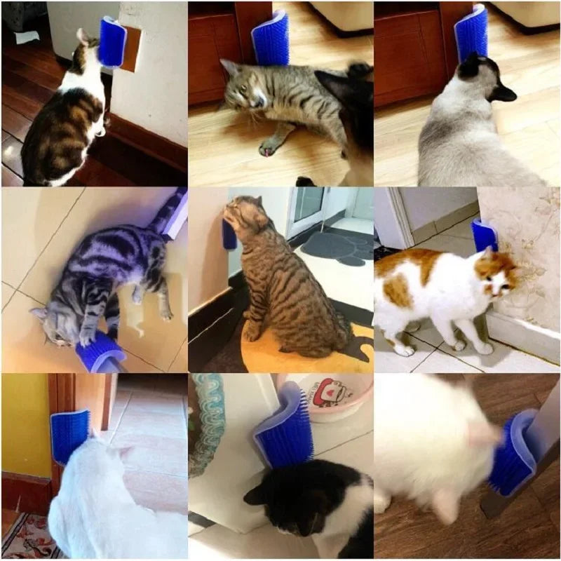 Cat Scratcher Massage Comb - Corner Scratching Brush with Catnip, Pet Deshedding Comb for Hair Removal, Grooming