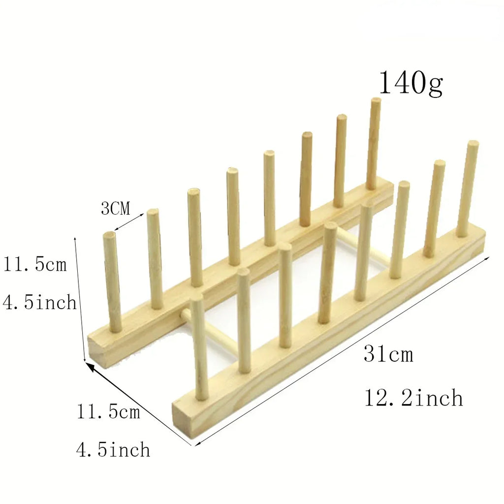 Wooden Dish Drainer Rack Kitchen Dishes Stand Plate Dish Drying Rack Pot Lid Racks Kitchen Organizer Drying Cups Display Shelf