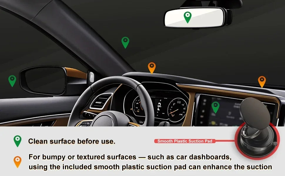 Magnetic Suction Phone Holder, Foldable and Retractable Hands-Free Suction Cup Phone Mount for Car/Gym/Mirror/Smooth Surface