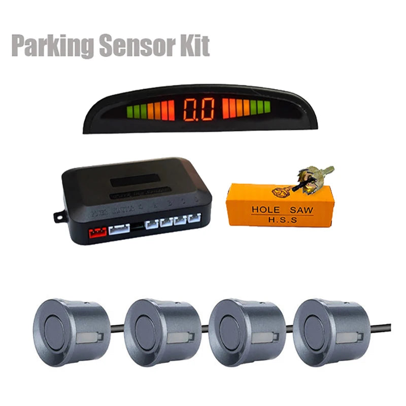 Car LED Parking Sensor Kit with 4 Radar Accurate Digital Display of Obstacle Distance Alarm Parktronic Kit Suitable For Most Car