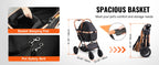 SucceBuy 66 lbs Pet Stroller Foldable Dog Puppy Stroller with Brakes Storage Basket Detachable Carrier for Small to Medium Dogs
