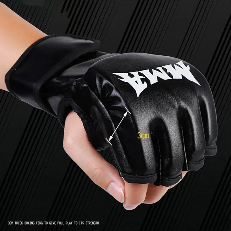 Professional Boxing Training Gloves Half Finger Leather Cushion for Adult Sanda Boxing UFC Training Sandbag Knuckles Image principale du produit