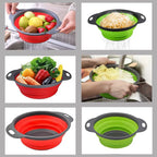 Silicone Folding Drain Basket Fruit Vegetable Washing Basket Foldable Strainer Colander Collapsible Drainer Kitchen Storage Tool