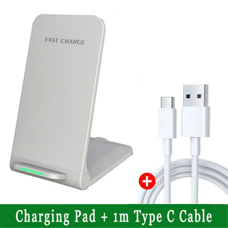 Fast Wireless Charger Stand Pad for iPhone 17 16 15 14 13 Pro Samsung Xiaomi Phone Chargers Induction Fast Charging Dock Station