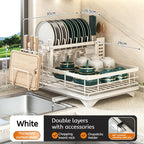 Stainless Steel Dish Drying Rack Adjustable Kitchen Plates Organizer with Drainboard Over Sink Plate Drainer Storage Organizer