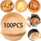 1/100PCS Air Fryer Disposable Paper Square Round Baking Paper Barbecue Plate NonStick Mat Kitchen Oven Oil Absorbing Paper Tool
