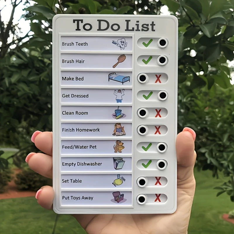 Kids To Do List Chore Chart, Slide Knob Checklist for Children's Daily Routine, Visual Schedule Board for Toddlers, Educational